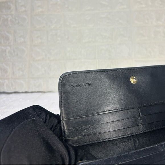 Burberry Pebbled Plaid Navy Leather Blue Wallet - Picture 14 of 16